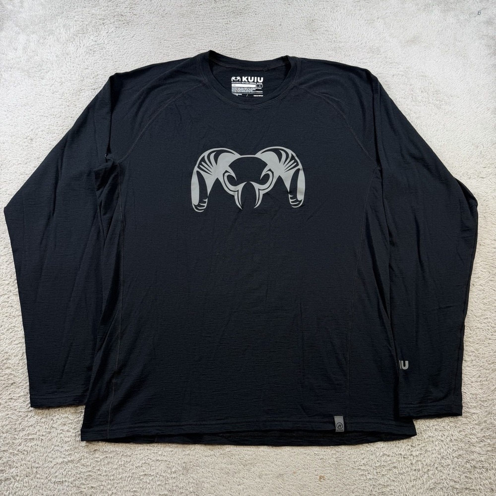 KUIU Shirt Mens XL Black Nuyarn Merino Wool Base Layer 125 Long Sleeve Hunting